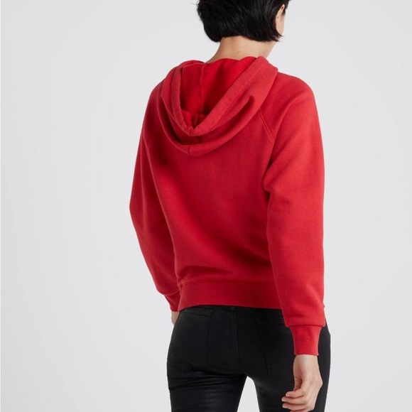 NWT FRAME Shrunken Cotton Hoodie Red Black Size Small Retail $195 - Picture 2 of 8